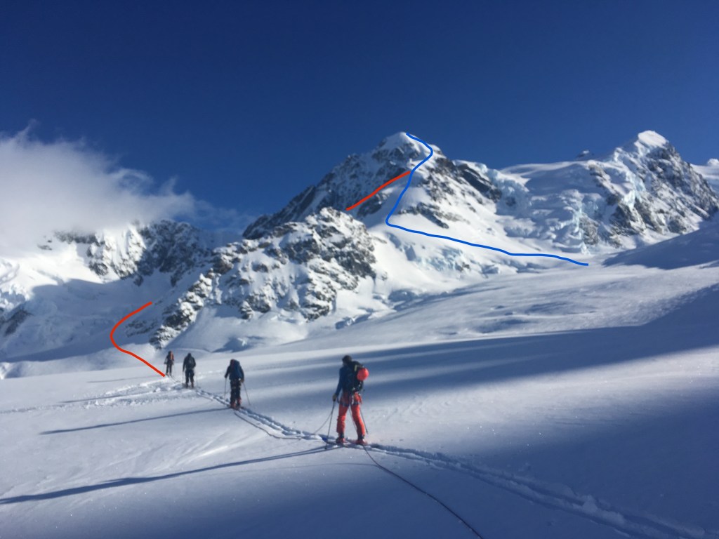 Climbing and ski line on Mt Green
