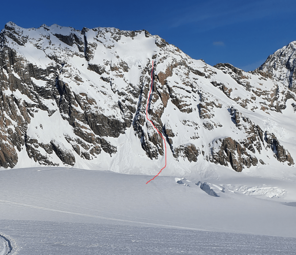 Mt Darwin North couloir ski line