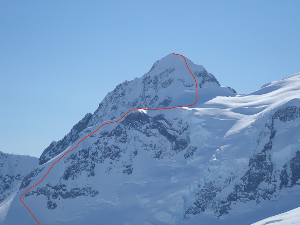 mt green, route Ski line Mt Green East face